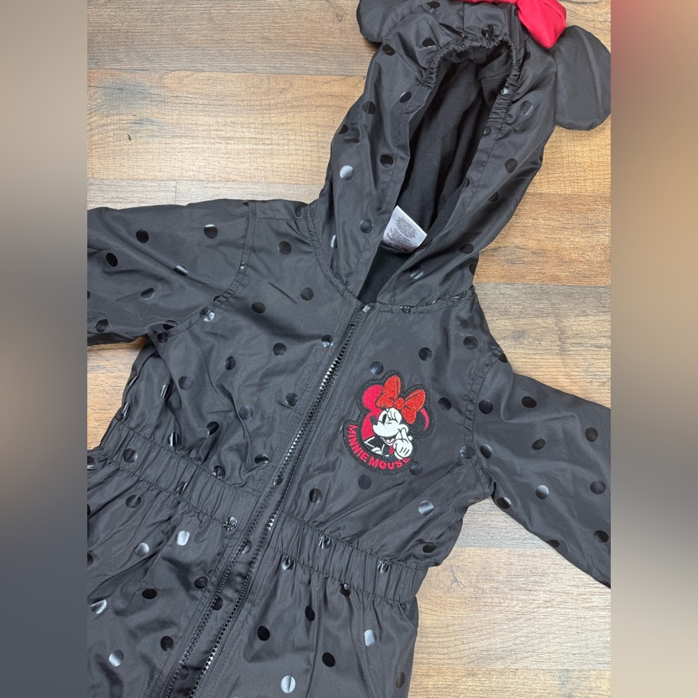 Disney Black Polka Dot Raincoat with Mickey Mouse Ears NWOT never worn - Picture 3 of 5